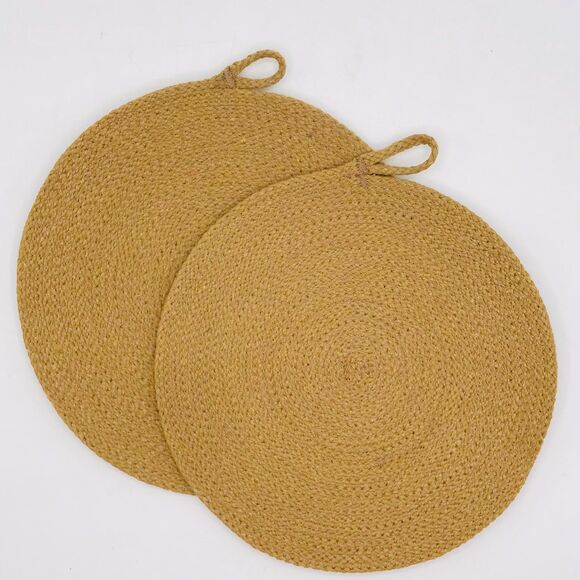 Set of 2 Rope Trivet Hotpads Lightweight and Floppy Boho Cotton Neutral Cottage - Picture 1 of 3